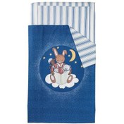 تصویر کاور لحاف و بالشت و ملحفه آیکیا، مدل NANIG، سفید/آبی، 3 تیکه 