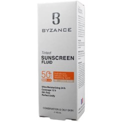 تصویر فلوئید ضد آفتاب رنگی بیزانس مناسب پوست چرب SPF50 شماره 40 Byzance High Sun Protection NO. 40 Fluid Foundation SPF50 30ml