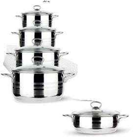 تصویر سرویس 10 پارچه استیل ویدارو مدل کلاسیک دسته استیل - الوان 10-piece Vidarou steel dinner set, classic model, steel handle