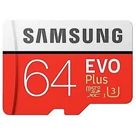 تصویر کارت حافظه سامسونگ ظرفیت 64 گیگابایت مدل Evo Plus UHS-I U3 Class 10 با خشاب Samsung Evo Plus UHS-I U1 Class10 microSDHC