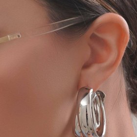 تصویر گوشواره زنانه برند زارا مدل حلقه ای استیل رنگ ثابت earing of zara