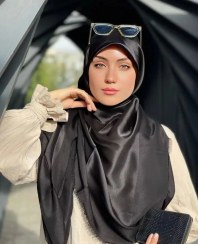 تصویر روسری نخ بامبو مشکی 