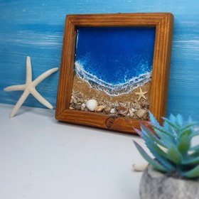 تصویر تابلو چوبی رزینی طرح دریا و ساحل Wooden Resin Wall Art - Beach & Ocean Design