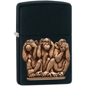 تصویر فندک اورجینال بنزینی زیپو مدل Zippo 29409 THREE MONKEYS Zippo 29409 THREE MONKEYS