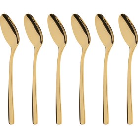 تصویر قاشق مربا خوری ناب استیل مدل فلورانس پی وی دی بسته 6 عددی Nab Steel PVD Florence Desert Spoon pack of 6