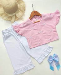 تصویر کراپ شلوار لنین پاپیونی - سایز 