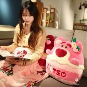 تصویر عروسک بالشتی خرس لوتسو مدل JI110 ارتفاع ۴۵ سانتی‌متر به همراه پتو 