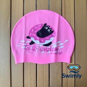 تصویر کلاه شنا سیلیکونی طرح دار گربه - صورتی 