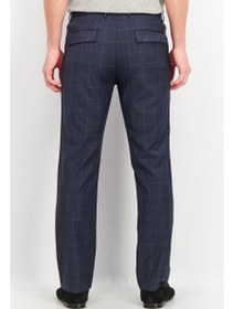 تصویر شلوار رسمی مردانه با طراحی چهارخانه، آبی الکتریکی برند selected Men Regular Fit Windowpane Dress Pants, Electric Blue