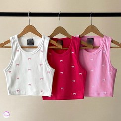 تصویر کراپ تاپ گلدوزی پاپیون زنانه 