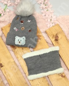 تصویر ست کلاه و شال گردن خرس 71903 