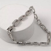 تصویر دستبند زنانه نگینی نقره ای ژوپینگ کد 518 