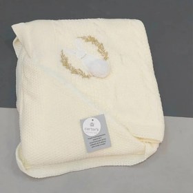 تصویر پتو نوزادی کلاهدار کارترز طرح تدی بافت خرسی 