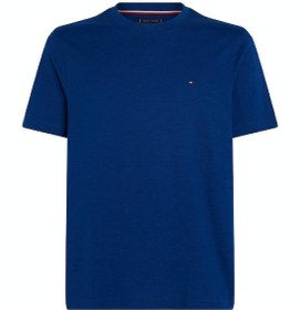 تصویر تی‌شرت مردانه با بافت برجسته و یقه گرد - از پنبه ارگانیک خالص، آبی برند Tommy Hilfiger Men's Textured Featuring a Crew Neck T-Shirt - Pure organic slub cotton, Blue