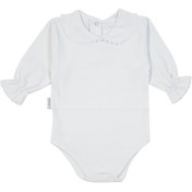 تصویر بادی آستین بلند نوزادی یقه ب ب رنگ سفید برند سپیدپوش 