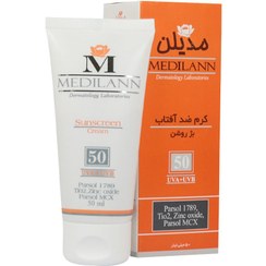 تصویر کرم ضدآفتاب فاقد چربی رنگی SPF 50 مدیلن 