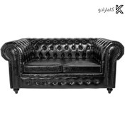 تصویر مبلمان اداری نیم ست مدل چستر چرم براق آلگرو - مبل دونفره 