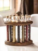 تصویر جا ادویه ای 12 عددی چرخان - قهوه ای 12-piece rotating spice rack