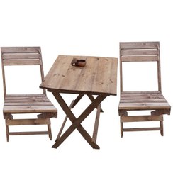 تصویر میز و صندلی چوبی تاشو دو نفره (پس کرایه) 