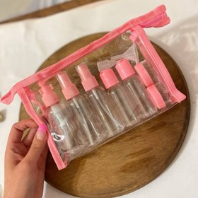 تصویر ست آرایشی مسافرتی ۱۱ تیکه کیف دار رنگ صورتی 