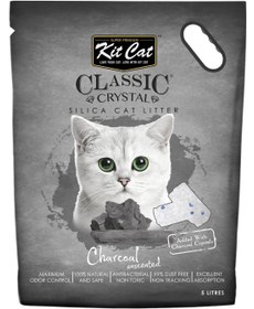 تصویر خاک گربه کیت کت کلاسیک کریستال – زغال‌چوب بدون عطر (5 لیتر) برند kit cat Kit Cat Classic Crystal Cat Litter – Charcoal Unscented (5 Litres)