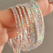 تصویر دستبند کشی تنیسی رنگ نقره ای با فیروزه ای 