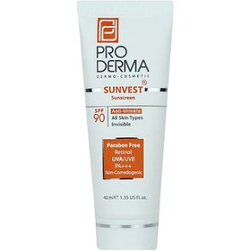 تصویر کرم ضد آفتاب پرودرما  ضد چروک رنگی SPF90 ProDerma Sunvest Sunscreen Anti Wrinkle All Skin  tinted SPF90 cream 40 ml