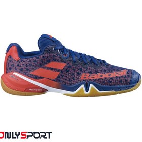 تصویر کفش بدمینتون بابولات Babolat Shadow Tour Men Estate Blue and Orange 