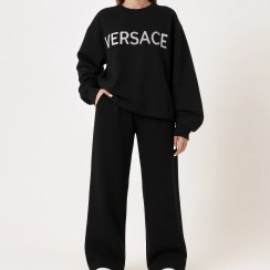 تصویر ست بلوز شلوار بافت ورساچه مشکی 