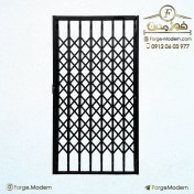 تصویر حفاظ آکاردئونی تمام گل دوبل چهار جداره تسمه 2.5 مشکی پرچ مخفی با قفل مخفی رایگان 