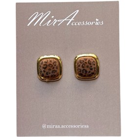 تصویر گوشواره پلنگی مربع مدل 1 