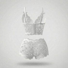 تصویر ست دانتل رنگ سفید کد: 101408 