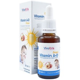 تصویر قطره ویتامین آ د ویوا کیدز | ۳۰ میلی لیتر |تقویت رشد کودکان ا VivaKids Vitamin A+D Drops 30 ml VivaKids Vitamin A+D Drops 30 ml