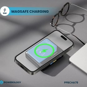 تصویر پاوربانک پاورولوژی مدل PPBCHA79 ظرفیت ۲۰ هزار میلی‌آمپر ساعت مگ سیف 