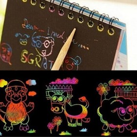 تصویر دفترچه یادداشت جادویی رنگی فانتزی جذاب و زیبا تخته ذغالی در عین حال رنگین اسکراچ برد 