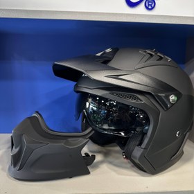 تصویر کلاه کاسکت فک جدا RAPIDO -مشکی مات 