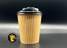 تصویر لیوان کاغذی دوجداره 360cc بسته ۱۰۰۰عددی با ۱۰۰۰عدد درب لبنوش ripplewall papercup 12oz & LID for cups