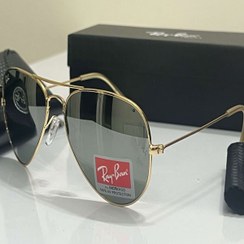 تصویر عینک آفتابی ریبن RayBan خلبانی شیشه نقره ای فریم طلایی کد 265 