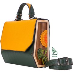 تصویر کیف چرم مجلسی آفتابگردون زرد 