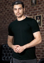 تصویر تیشرت مردانه یقه گرد ساده مشکی سایز L/XL/XXL 