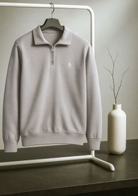 تصویر نیم زیپ 100402 طوسی 