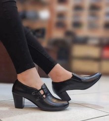 تصویر کفش مجلسی تمام چرم طبیعی زنانه کد ۱۱۲۴ - مشکی / 