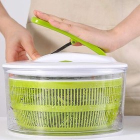 تصویر سبزی خشک کن پدالی مینی مدل salad spiner با ابعاد قطر 15 سانتی متر و ارتفاع 10 سانتی متر 