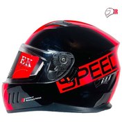 تصویر کلاه کاسکت فک ثابت EK مشکی قرمز براق 