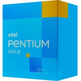 تصویر پردازنده مرکزی اینتل سری Comet Lake مدل Pentium Gold G6405 Intel Comet Lake Pentium Gold G6405 CPU Box