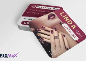 تصویر کارت ویزیت ناخن کاری مربع با عکس ناخن 