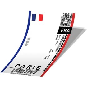 تصویر استیکر بلیط هواپیما به پاریس Paris Boarding Pass کد 781 