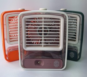 تصویر پنکه یا مینی کولر رومیزی مدل مه پاش (شارژی) - بنفش Desktop fan or mini cooler misting model (charged)