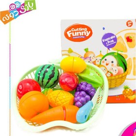 تصویر اسباب بازی برش میوه و سبزیجات سبد دار مجموعه 12 عددی سبز 