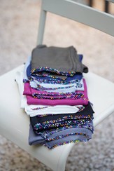 تصویر شال تابستانی نخی با دوردوزی سنگ - مشکی 